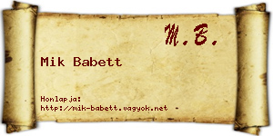 Mik Babett névjegykártya